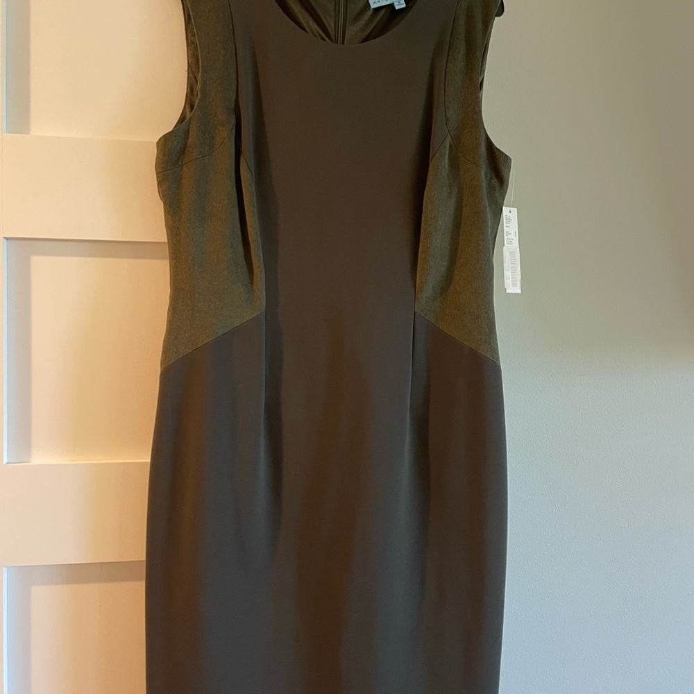 ANTONIO MELANI Green Sheath Midi Dress Cowl Neck